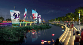 河岸景观亮化效果图