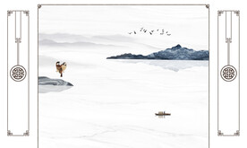 晶瓷画山水风景电视背景墙