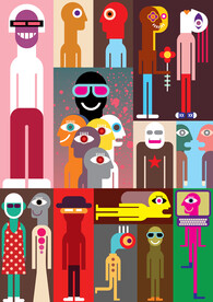 超现实主义各类人物漫画矢量插图