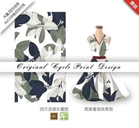 矢量手绘创意热带森林梨图案