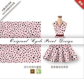 矢量抽象简约圆点小碎花图案