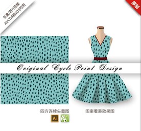 矢量抽象手绘圆点小碎花图案