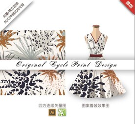 矢量简约抽象几何草无缝图案