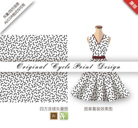 矢量抽象简约几何黑色无缝图案