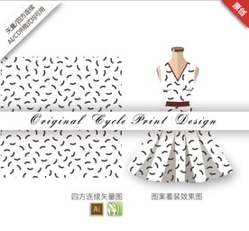 矢量抽象简约几何黑色无缝图案