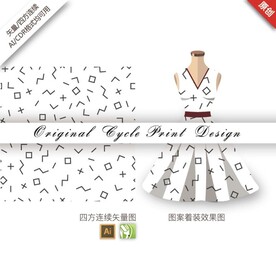 矢量抽象简约几何黑色无缝图案