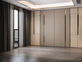 现代卧室背景墙场景3D空景