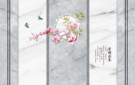 晶瓷画兰花大理石纹背景墙