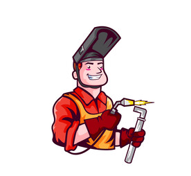 电焊工人矢量卡通插图