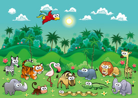 手绘动物园背景墙