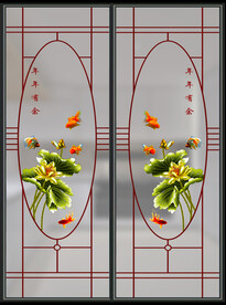 高清分层透明底推拉门玻璃打印图