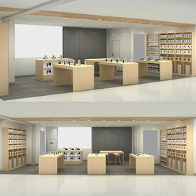 手机专卖店木纹配件柜体验店模型