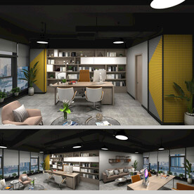 工业风办公室会议室3d模型