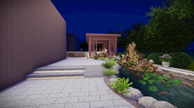 别墅庭院假山设计效果图