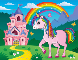 梦幻城堡 马 儿童画