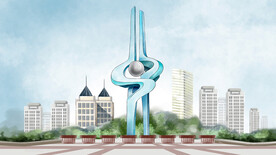 手绘山东济南地标建筑 泉标