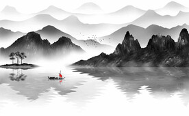 高清分层水墨山水背景墙