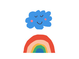 卡通云彩彩虹电表箱装饰画