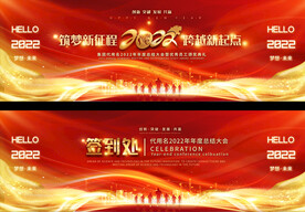 2022宽屏红色企业年会展板