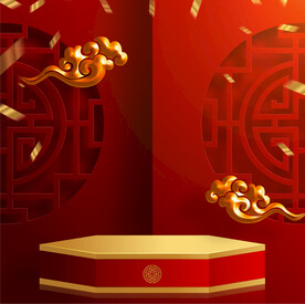 红色展台元宵灯会海报背景