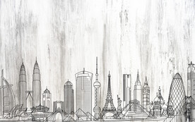 装饰画 都市线条抽象画