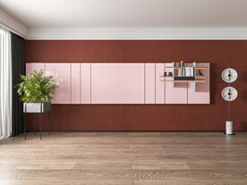 现代红色系客厅沙发背景墙