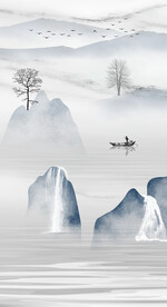 装饰画 水墨山水风景画