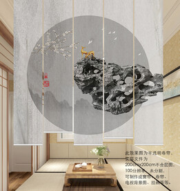 新中式水墨山水门帘
