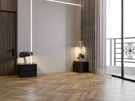 现代卧室背景墙床头场景