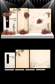 香槟色婚礼现场KT板布置