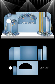 蓝色婚礼现场KT板