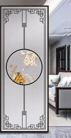 高清分层透明底平开门玻璃打印图