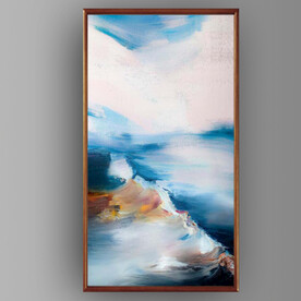 北欧风抽象大海油画玄关装饰画