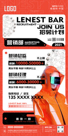酒吧营销部招聘海报