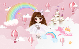 卡通可爱小公主儿童房背景墙