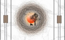 北欧风森林麋鹿电视背景墙