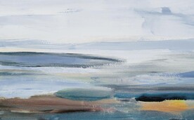 蓝色大海抽象油画背景墙