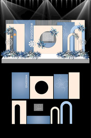 蓝色婚礼现场KT板