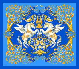 大牌  方巾  数码印花