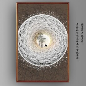 光影抽象麋鹿山水装饰无框画
