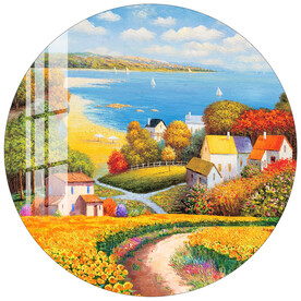 地中海风景油画圆形装饰画