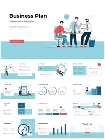 扁平插画工作汇报动态ppt模板