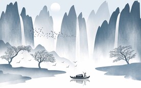 高清分层山水背景墙