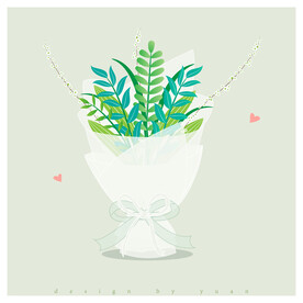 矢量春天树叶花束插画