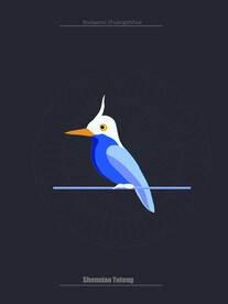 深林鸟抽象装饰画