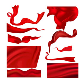 红色丝绸动感红旗飘扬红布矢量图