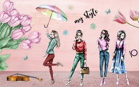 时尚女装店服装背景墙