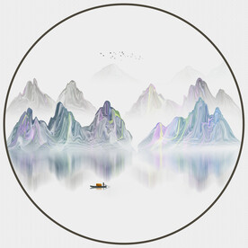 圆形山水画