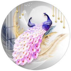 简约羽毛孔雀圆形装饰画