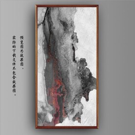 侘寂风抽象红色色水墨装饰油画